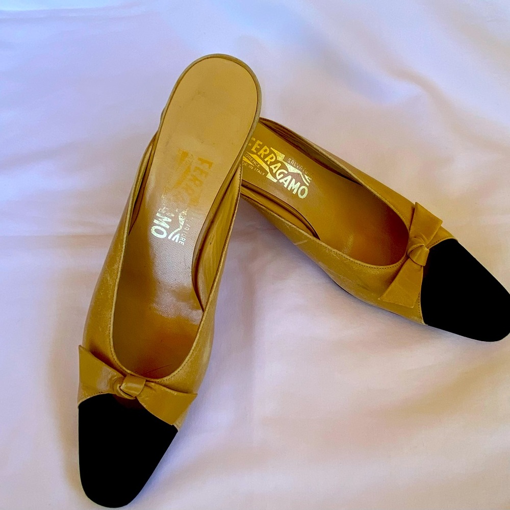 Salvatore Ferragamo Vintage Ballet Mules w/ Heel.